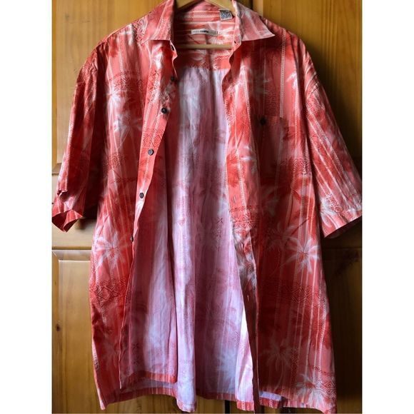 Campia Moda Button-Up Mens palms  Hawaiian Camp Shirt Coconut Button Size XXL - Picture 2 of 12